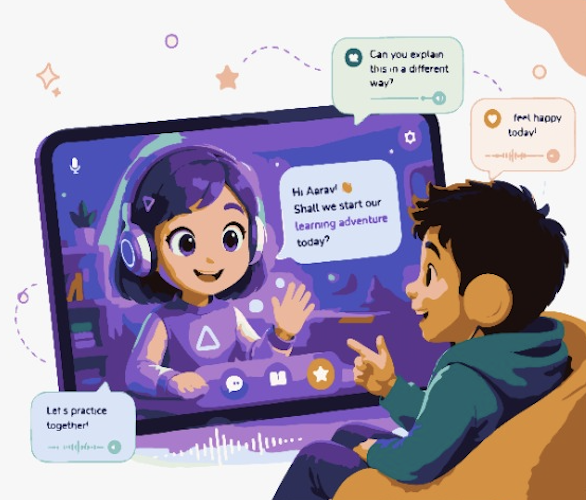 Child interacting with an EMPALS AI avatar