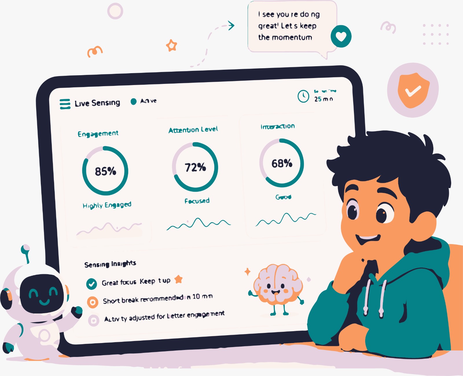 Live sensing dashboard showing engagement metrics